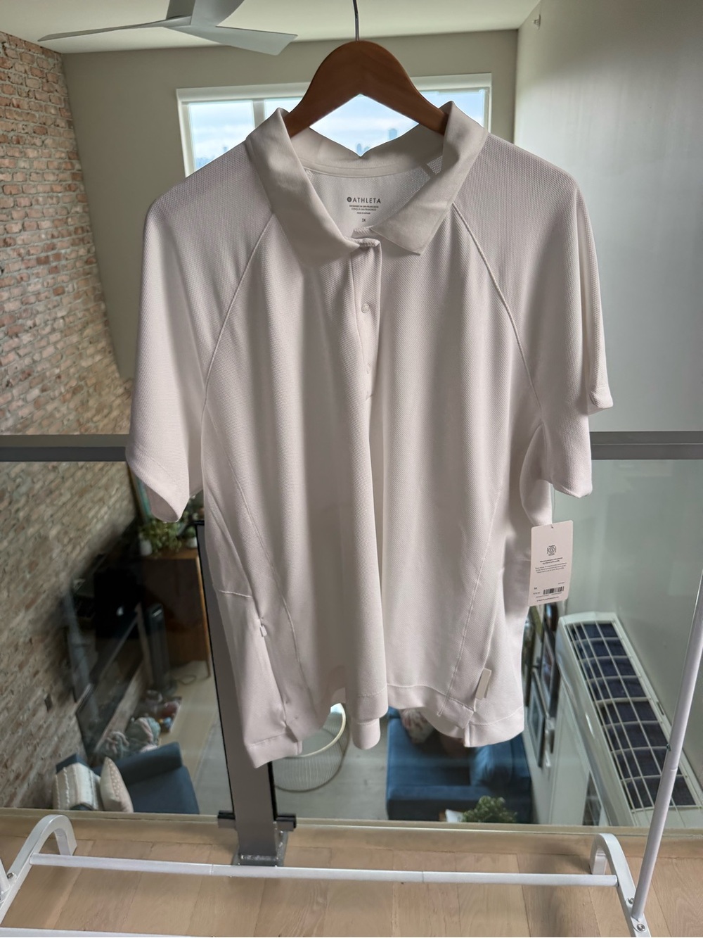 Athleta White Short-Sleeve Polo Tee